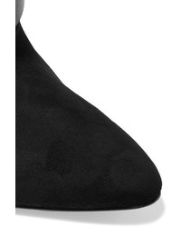 Isabel Marant Otway Leather Trimmed Studded Suede Ankle Boots Black