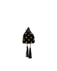 Saint Laurent Black Anja Studded Suede Bucket Bag