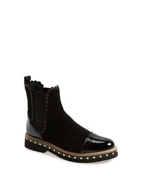 Black Studded Suede Chelsea Boots