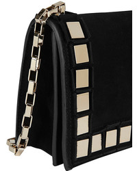 Tomasini Studded Suede Mini Shoulder Bag Black