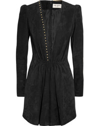 Saint Laurent Studded Suede Mini Dress Black