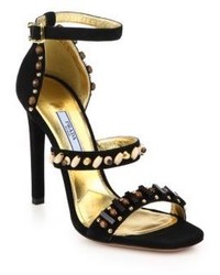 Prada Beaded Suede Sandals