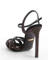 Gucci Black Suede Rose Gold Studded Heel Sandals