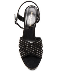 Saint Laurent Candy Studded Suede Platform Sandals In Black