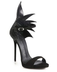 Giuseppe Zanotti Crystal Studded Jagged Suede Sandals