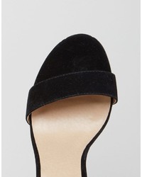 Public Desire Fairview Black Suede Pearl Detail Heeled Sandals