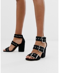Public Desire Gimme Black Detail Heeled Sandals