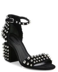 Alexander Wang Studded Abby Ankle Strap Suede Sandals