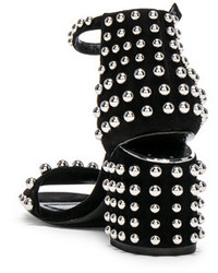 Alexander Wang Studded Suede Abby Sandals In Black