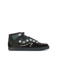 Black Studded Suede High Top Sneakers