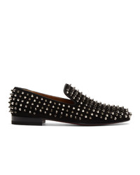 Black Studded Suede Loafers