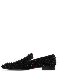 Christian Louboutin Black Suede Dandelion Spikes Flat Loafers