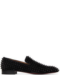 Christian Louboutin Black Suede Dandelion Spikes Flat Loafers