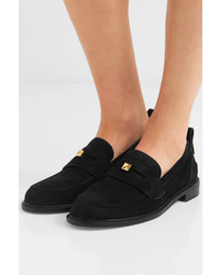 Stuart Weitzman Crome Studded Suede Loafers