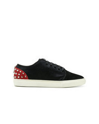 Black Studded Suede Low Top Sneakers
