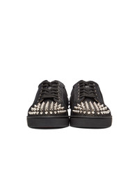 Christian Louboutin Black And Silver Suede Seavaste 2 Sneakers