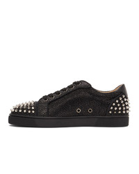 Christian Louboutin Black And Silver Suede Seavaste 2 Sneakers