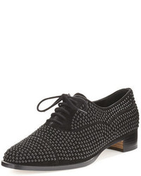 Black Studded Suede Oxford Shoes
