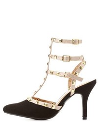 Charlotte Russe Studded Strappy Pointed Toe Pumps