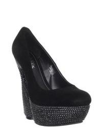 Pleaser Day & Night Pleaser Day And Night Swan Suede Studded Sculped Heel Pumps