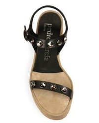 Pedro Garcia Nagore Studded Leather Suede Wedge Sandals