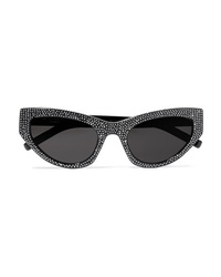 Saint Laurent Crystal Embellished Cat Eye Acetate Sunglasses