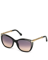 Roberto Cavalli Studded Cat Eye Sunglasses Black