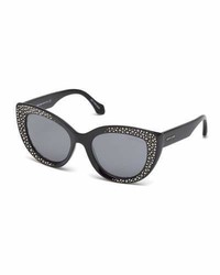 Roberto Cavalli Studded Gradient Cat Eye Sunglasses Black