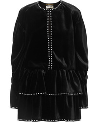 Black Studded Velvet Shift Dress