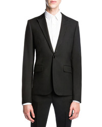 Saint Laurent Virgin Wool Evening Jacket With Studded Lapel Black