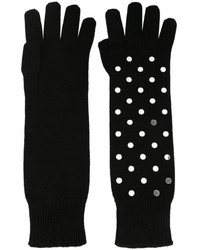 Black Studded Wool Gloves