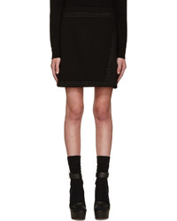 Black Studded Wool Skirt