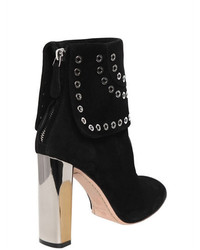 Alexander McQueen 105mm Eyelets Suede Ankle Boots