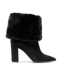 Gianvito Rossi 85 Suede And Faux Fur Ankle Boots