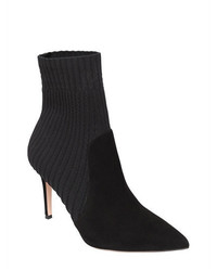 Gianvito Rossi 85mm Ribbed Knit Suede Ankle Boots