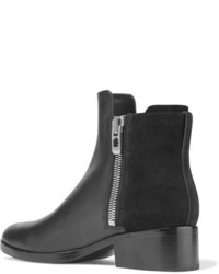 3.1 Phillip Lim Alexa Textured Leather And Suede Ankle Boots Black