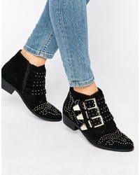 Office Alloy Stud Suede Ankle Boots