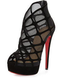 Christian Louboutin Altarakna Mesh Caged Red Sole Bootie Black