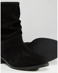 Asos Anika Wide Fit Suede Pull On Ankle Boots