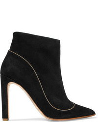 Rupert Sanderson Armada Chain Trimmed Suede Ankle Boots Black
