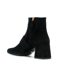 Prada Black Buttoned 65 Suede Ankle Boots