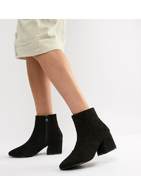 Raid Wide Fit Black Heeled Ankle Boots Suede