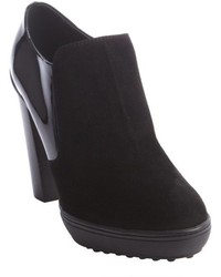 Tod's Black Suede And Patent Ankle Booties