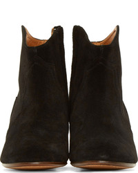 Isabel Marant Black Suede Dicker Ankle Boots