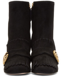 Gucci Black Suede Gg Marmont Boots