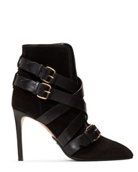 Balmain Black Suede Jackie Ankle Boots