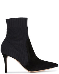 Gianvito Rossi Black Suede Knitted 90 Sock Boots