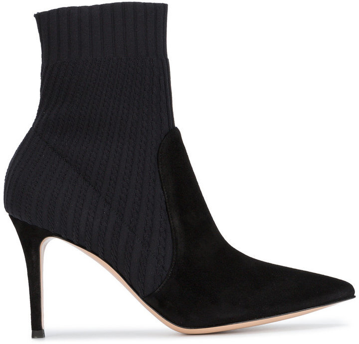 black suede ankle sock boots