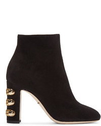 Dolce & Gabbana Black Suede Military Boots