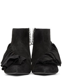 J.W.Anderson Black Suede Ruffled Ankle Boots